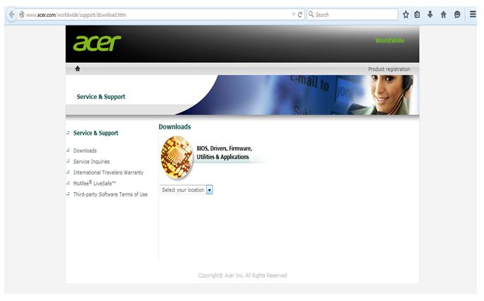is the acer support website down? 13 December?