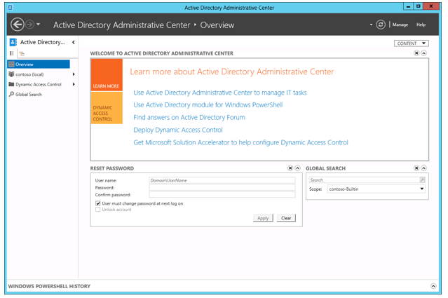 Manage Active Directory Admin Center Instances