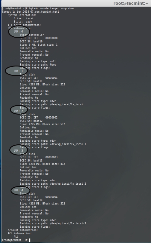 How to Create and Setup LUNs using LVM in "iSCSI Target Server" on RHEL