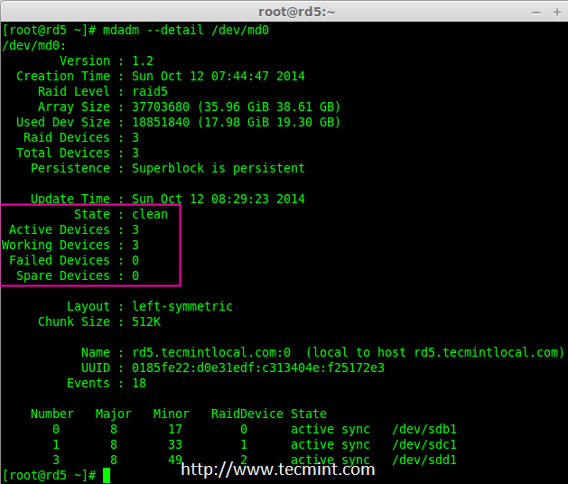 Creating RAID 5 (Striping with Distributed Parity) in Linux Part 4