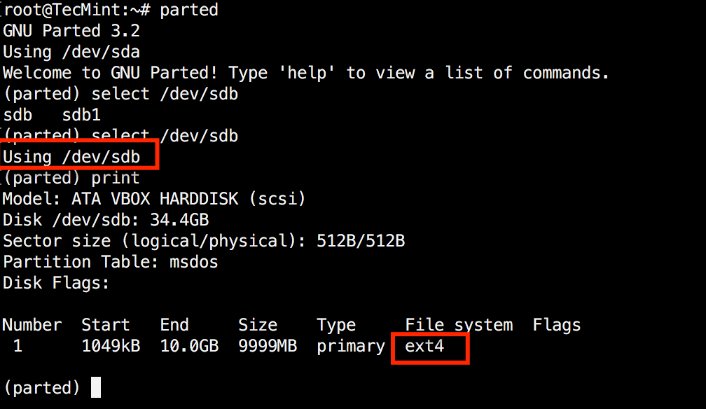8 Linux 'Parted' Commands to Create, Resize and Rescue Disk Partitions