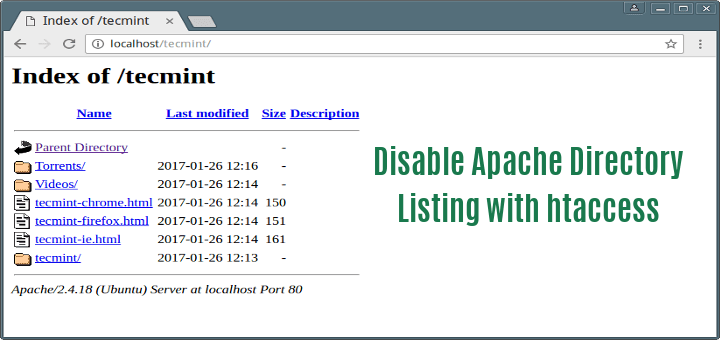 Disable Apache Web Directory Listing Using .htaccess File
