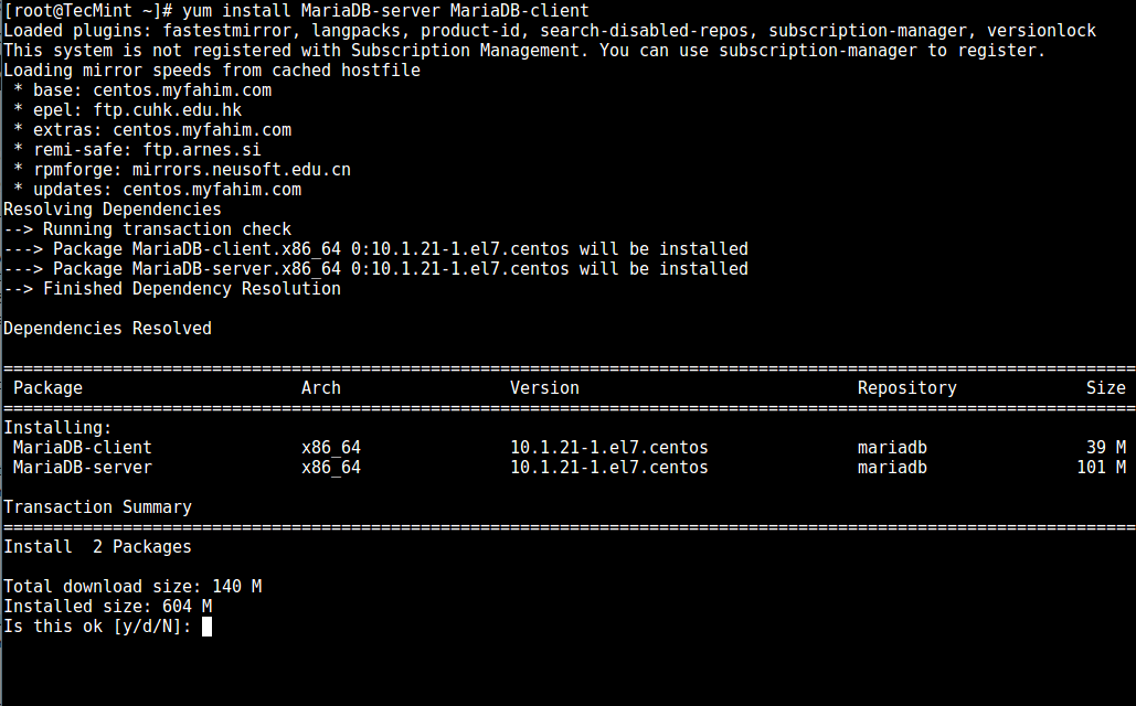 How to Install and Secure MariaDB 10 in CentOS 7