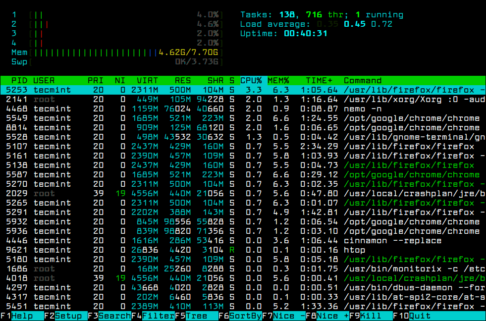 Linux monitor process memory taskfad