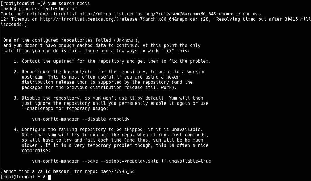 How to Fix “Cannot find a valid baseurl for repo” in CentOS