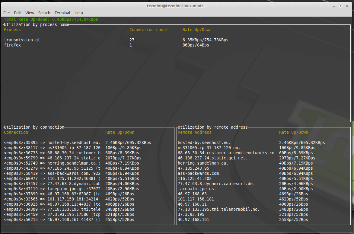 Bandwhich A Network Bandwidth Utilization Tool for Linux