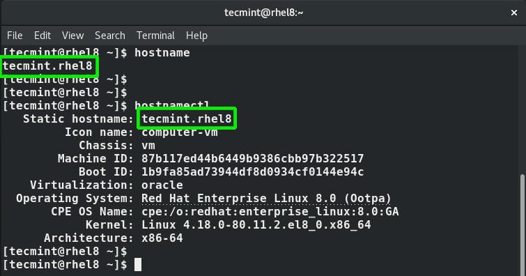 How to Change Hostname in CentOS/RHEL 8