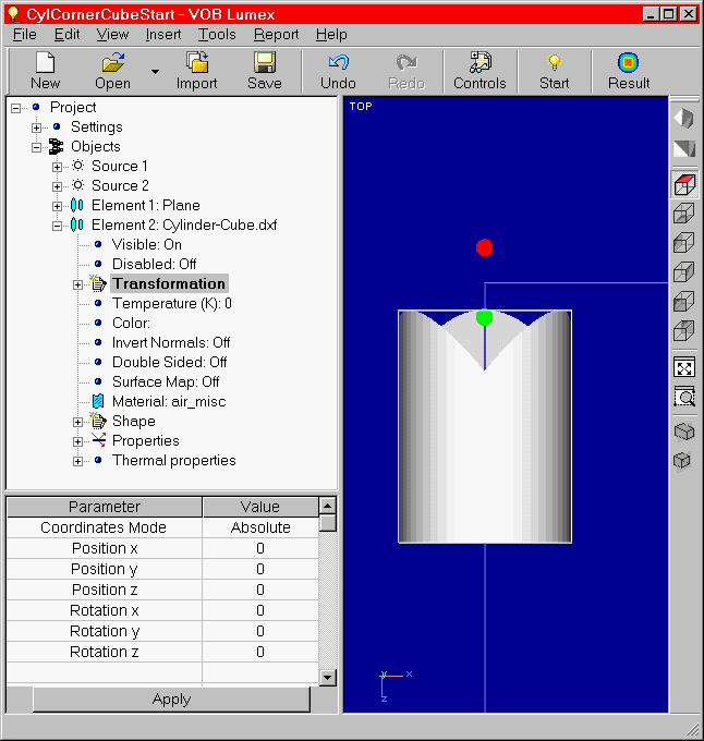 VOB Lumex for Illumination Design Sample Import from a CAD Program