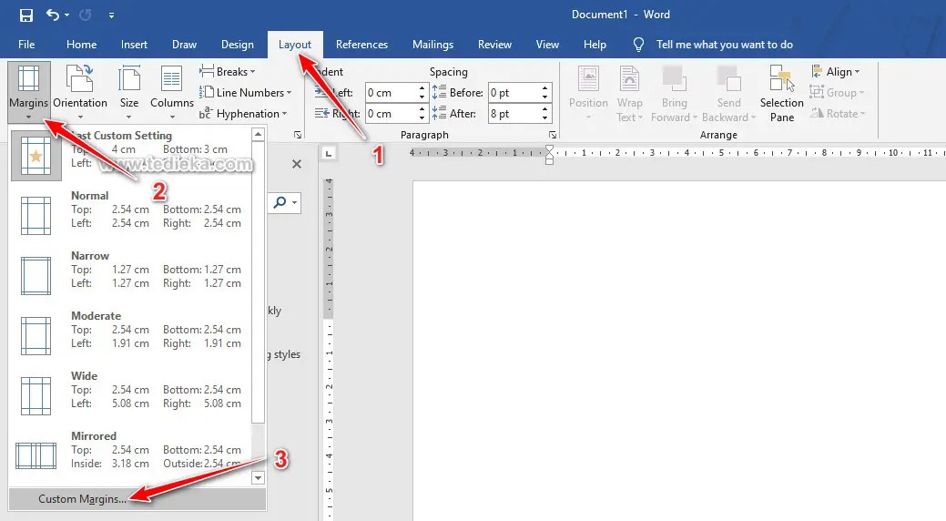 Cara Mengatur Margin 4433 di Microsoft Word + Video