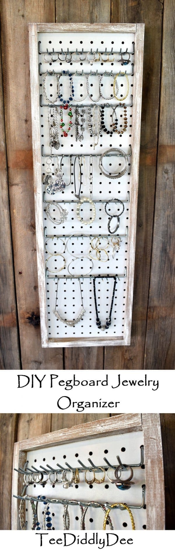 DIY Rustic Pegboard Jewelry Organizer TeeDiddlyDee