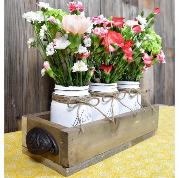 DIY Rustic Planter Box & Mason Jars Versatile, Country, Wooden, Chippy