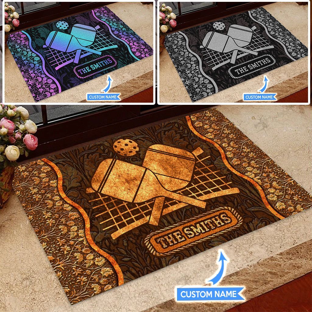 Pickleball Personalized Custom Name Doormat Mat Teehall