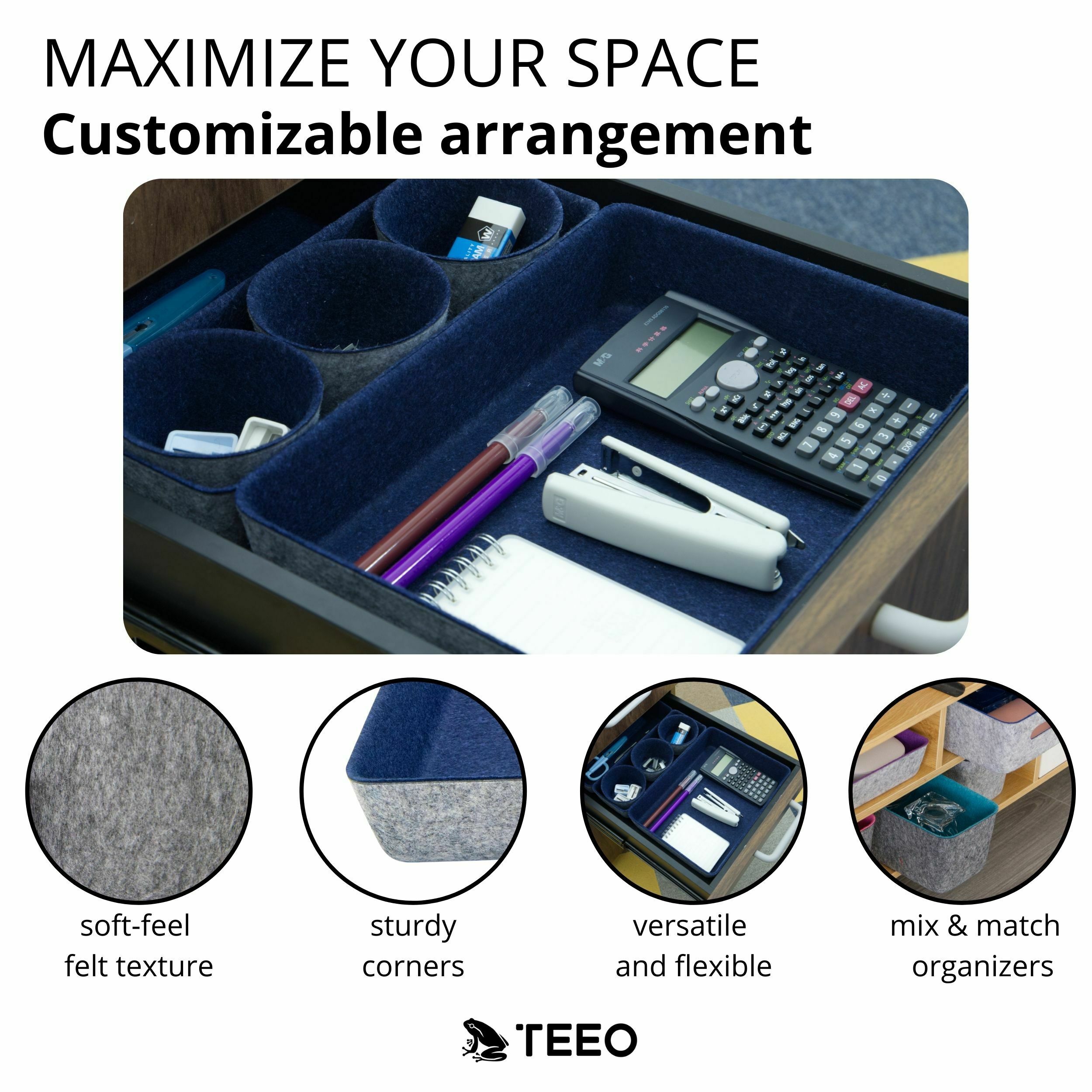 Felt Drawer Organizer Bins, Pack of 5 Teeo Creations Canada