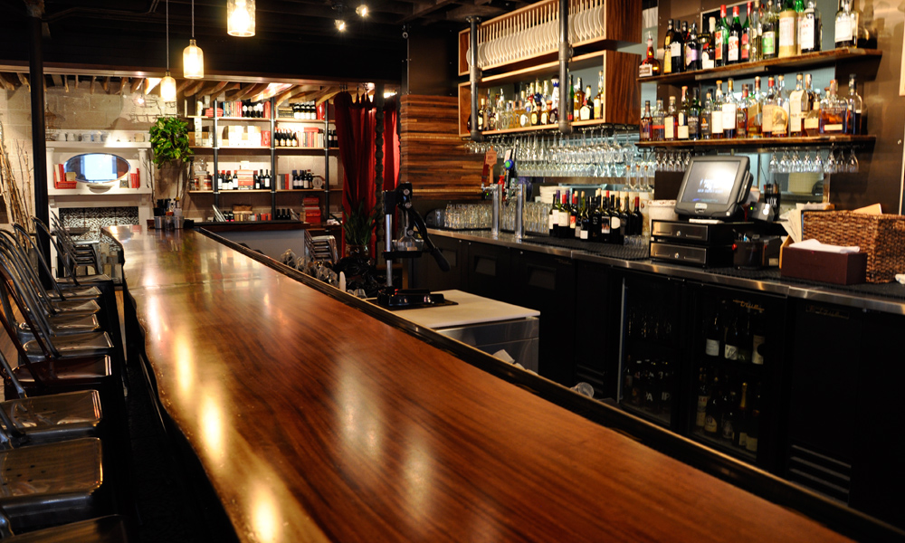 Parota bar by Tropical Exotic Hardwoods