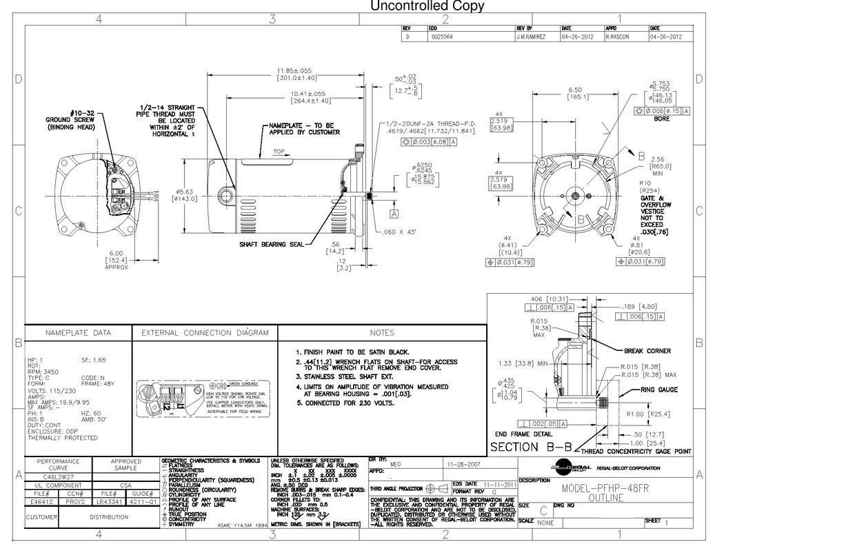 C48L2EC11C3, AO Smith (now Century), 1HP, Replacement Jet Pump Motor