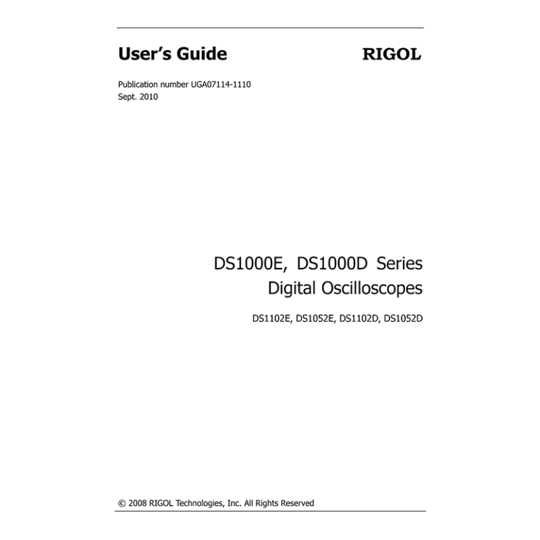 RIGOL DS1052E Digital Oscilloscope User Manual