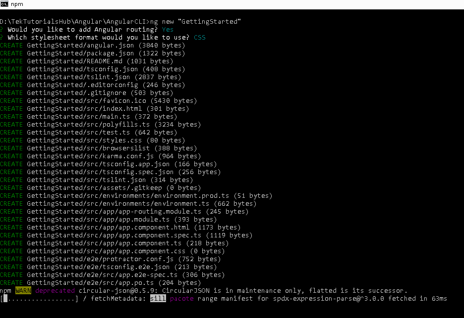 How to Create a new project in Angular TekTutorialsHub