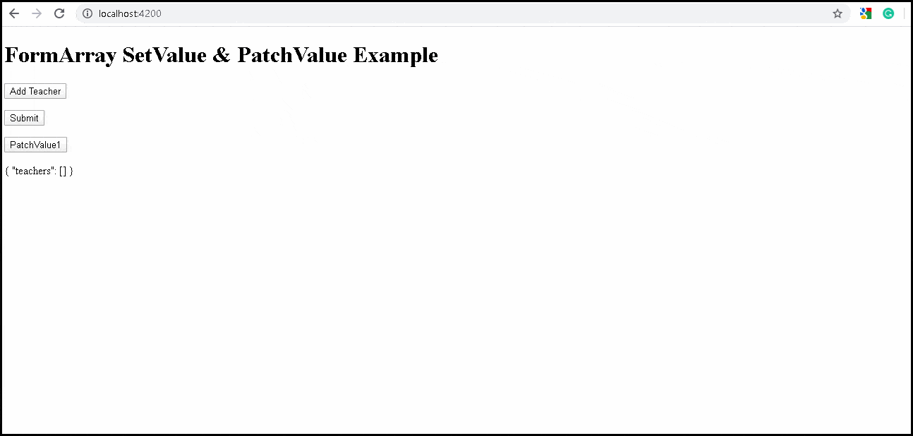 SetValue & PatchValue in FormArray Angular TekTutorialsHub