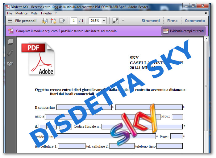 Modulo disdetta SKY PDF compilabile 2017 Come fare GUIDA