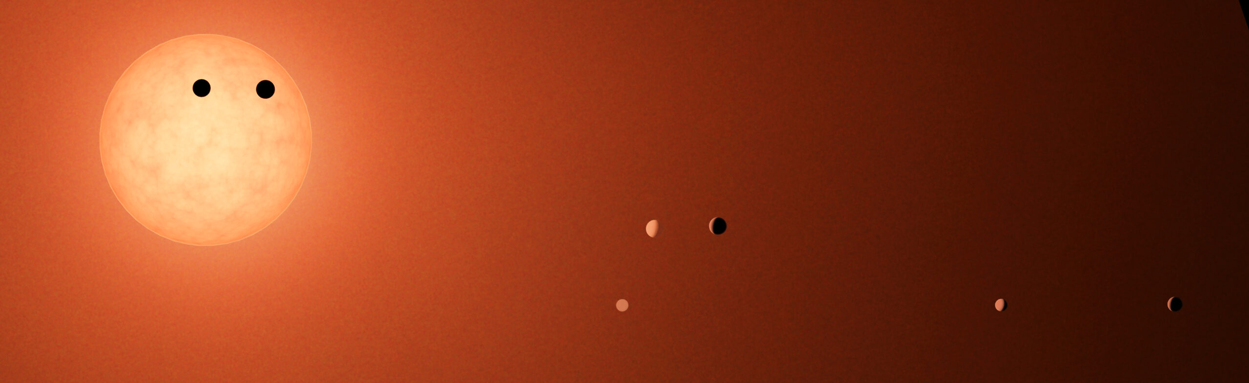 This illustration shows the seven TRAPPIST1 as they might look