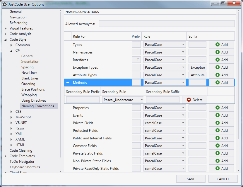 JustCode Code Style Settings for C Part 2