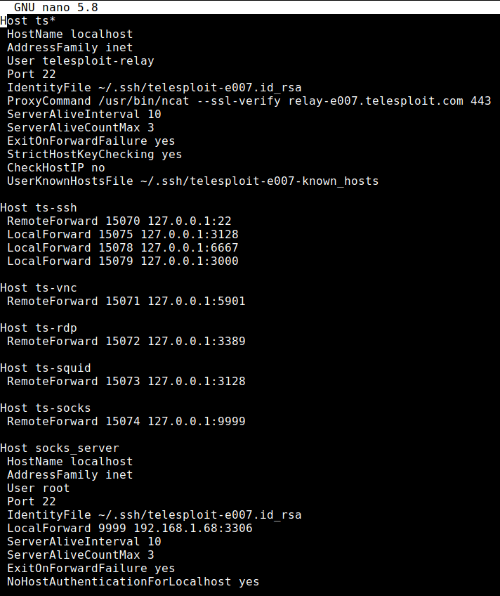 Server SOCKS Proxy (SOCKS) Telesploit
