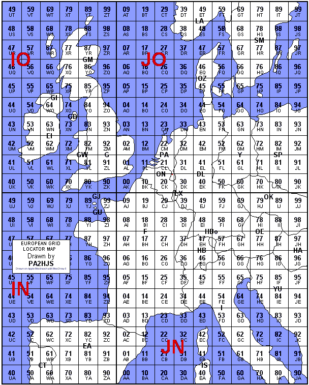 Maidenhead Grid Square Map European Grid Square Map