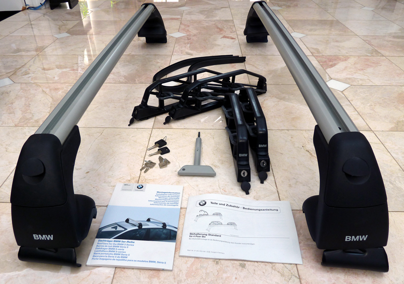 New BMW OEM roof rack system w/ ski/board attachments, 225 5Series
