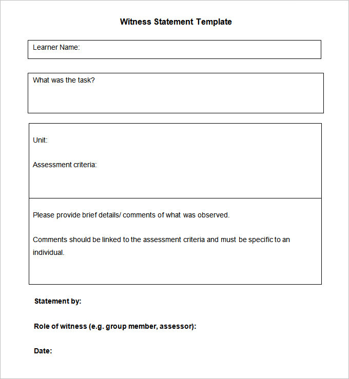Witness Statement Template 11 Free Word, PDF Documents Download