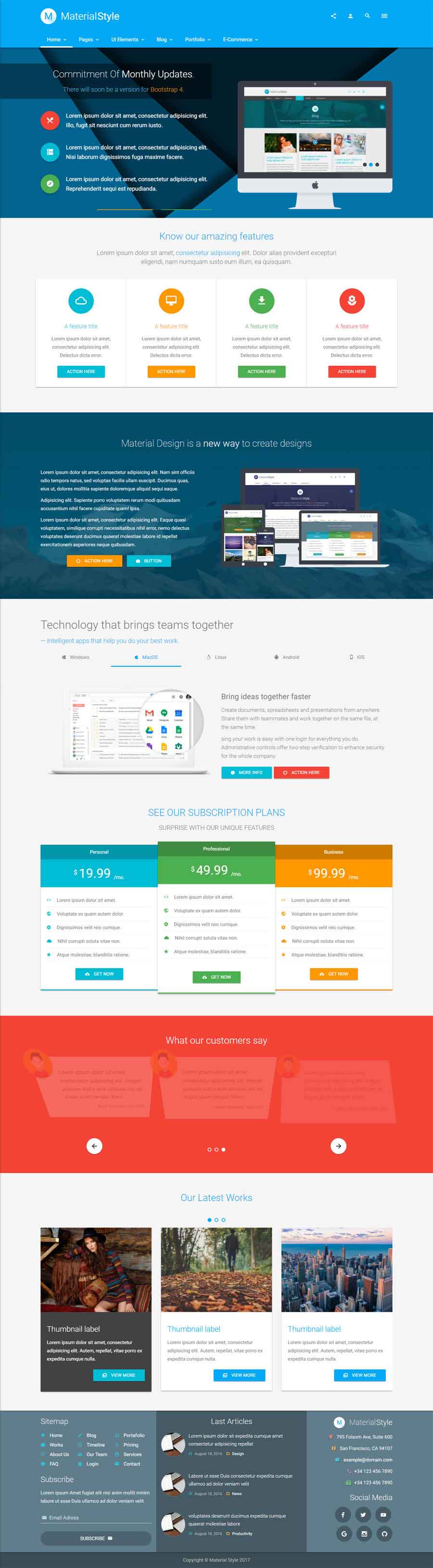 Material Style Material Design HTML5 Template Download Template Drive