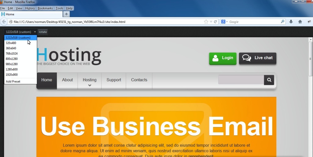 JS Animated. How to edit screen resolution dependent styles Template