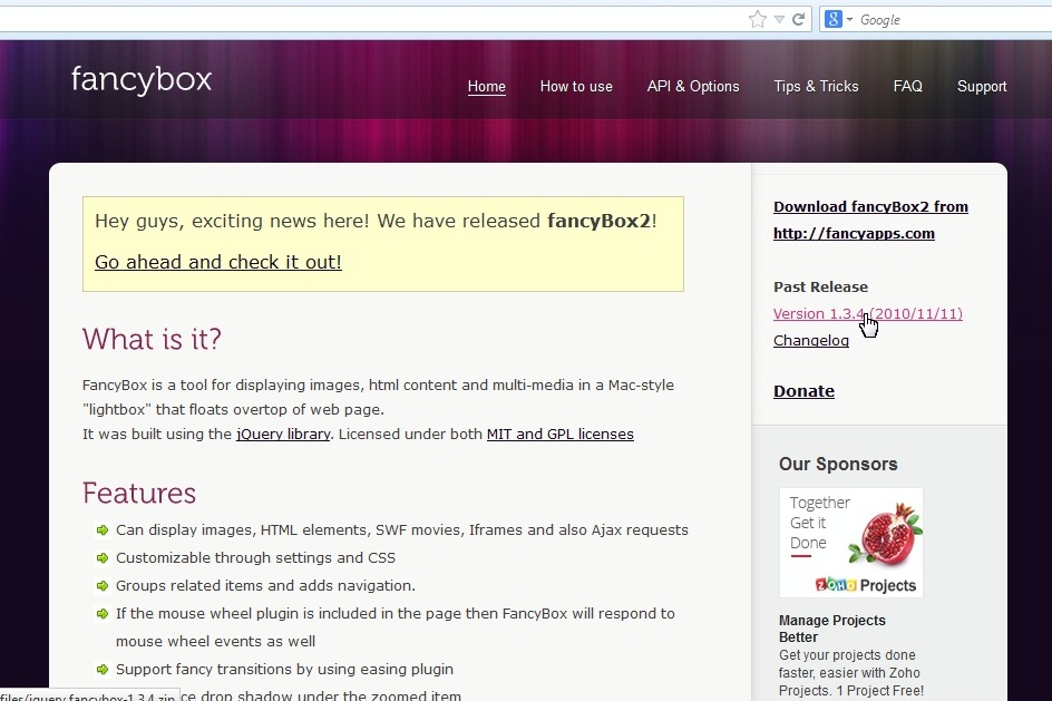 JS Animated. How to implement jQuery "FancyBox" lightbox plugin