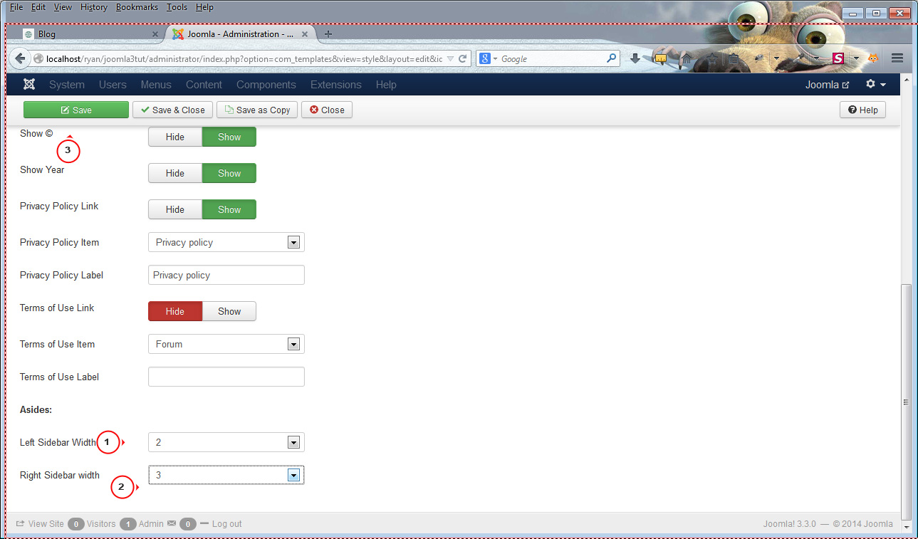 Joomla 3.x. How to manage sidebars Template Monster Help