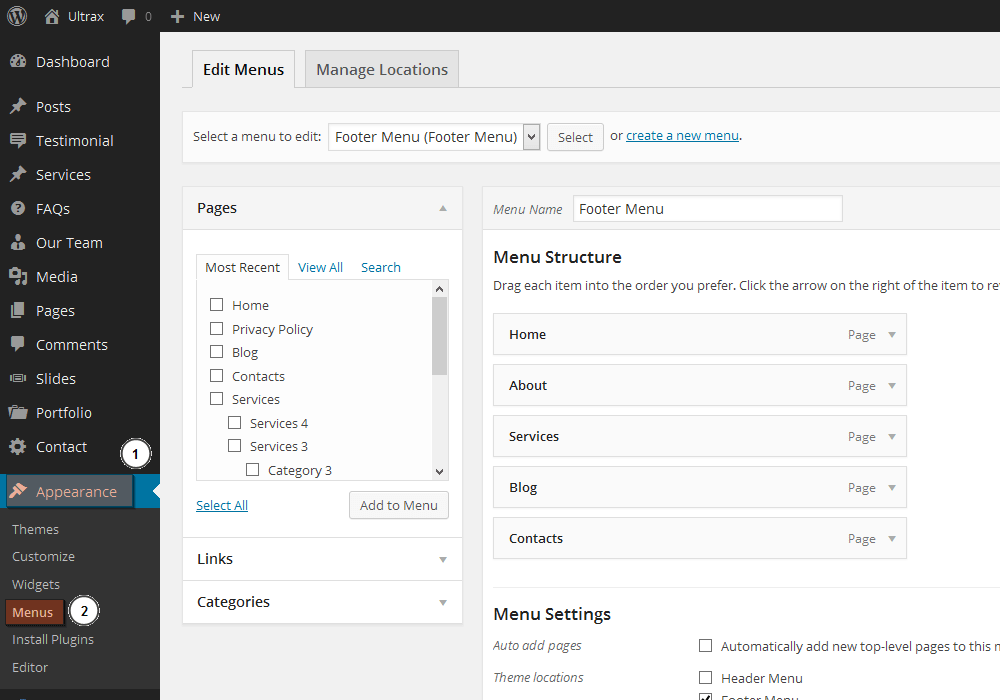 WordPress Troubleshooter. Site header menu missing or does not look