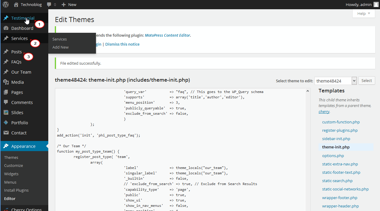 WordPress. Changing the order of admin menu items Template Monster Help