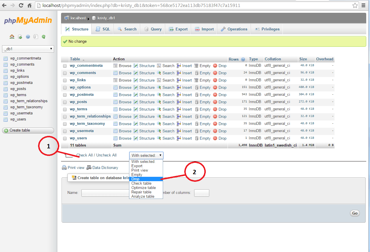 How to drop database tables Template Monster Help