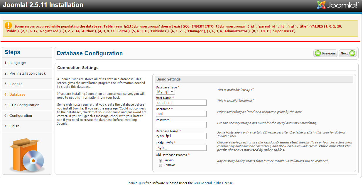 Joomla 2.5.x. Troubleshooter. How to deal with "Base table or view not