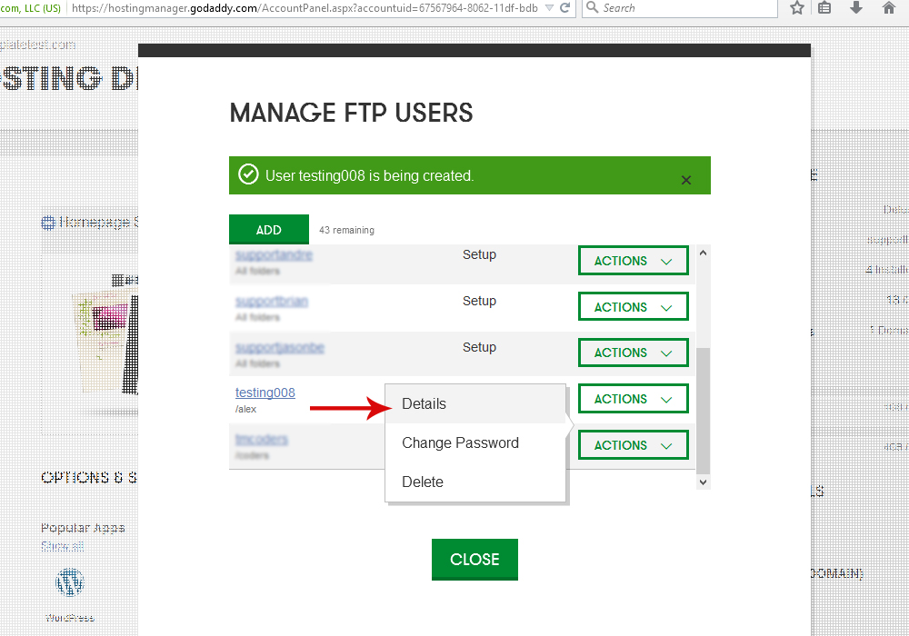 How to create FTP user with limited access (Godaddy) Template Monster