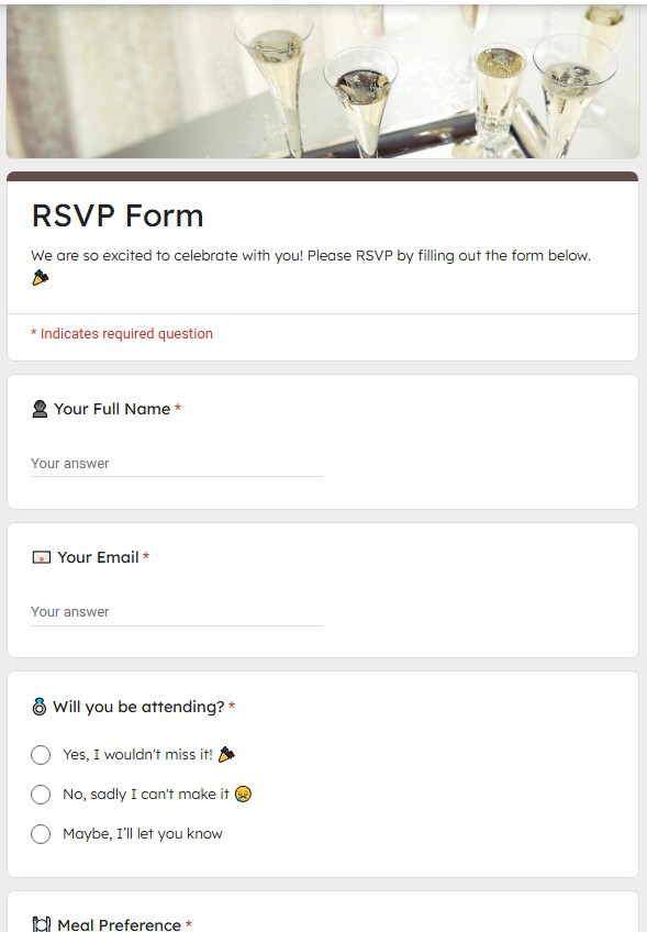 Free Wedding RSVP Google Forms Template