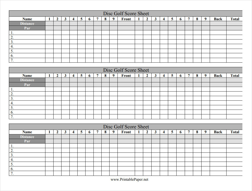 √ Free Printable Golf Scorecard Template
