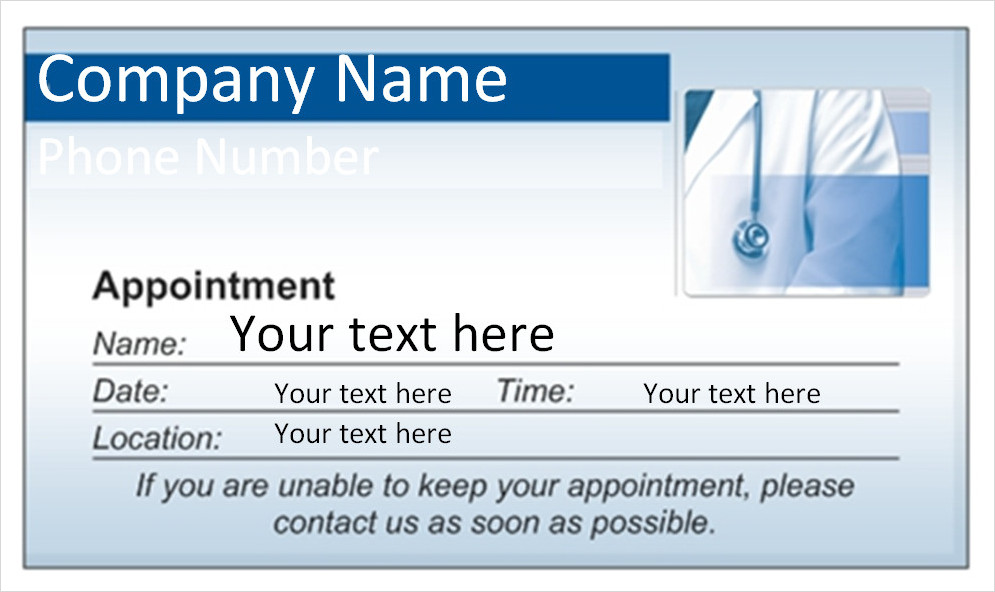√ Free Printable Appointment Card Template