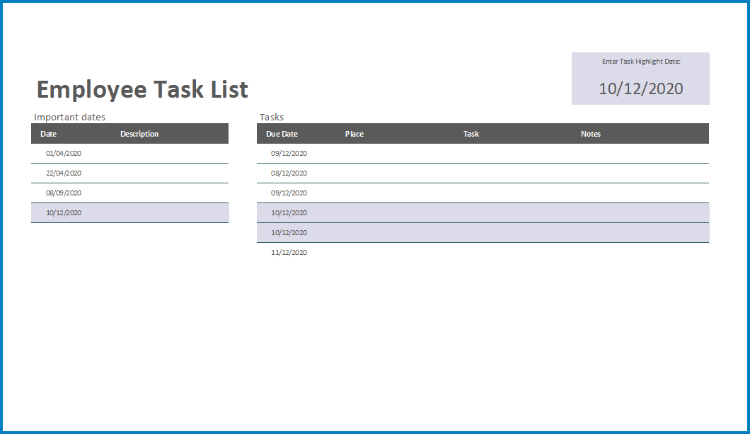 √ Free Printable Employee Task List Template