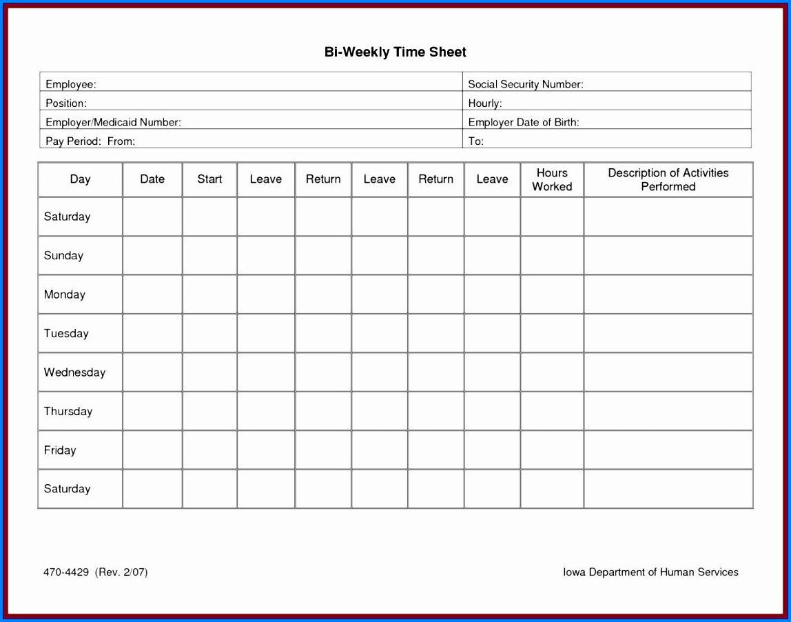 √ Free Printable Multiple Job Timesheet Template