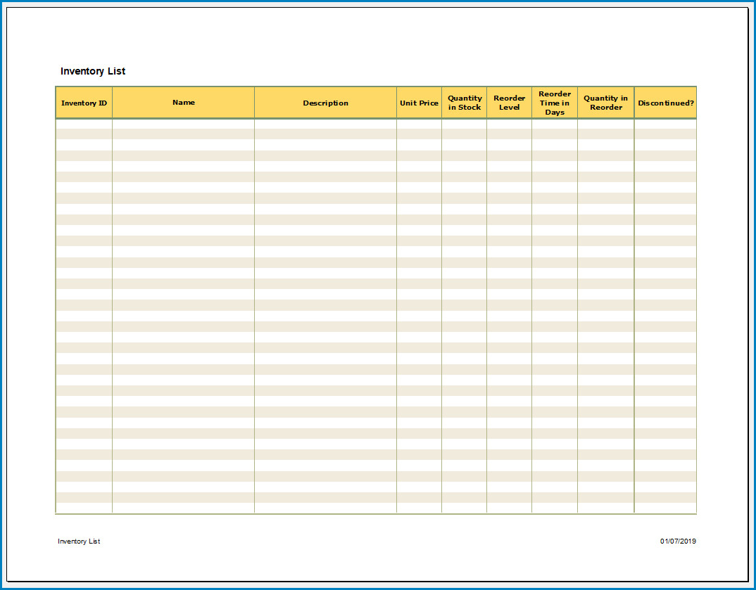 √ Free Printable Excel Inventory Template Templateral