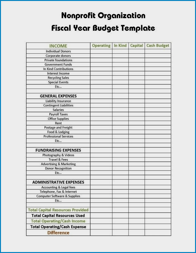 √ Free Printable Non Profit Budget Template
