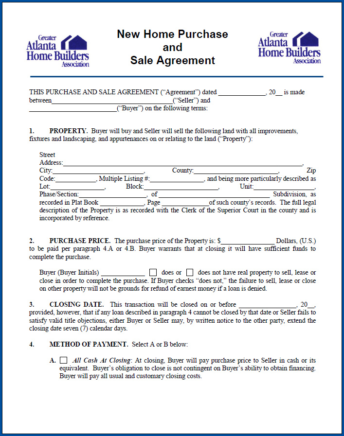 √ Free Printable Sales Contract For Home