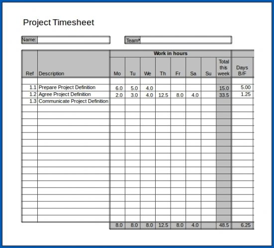 √ Free to Download Time Sheet Format