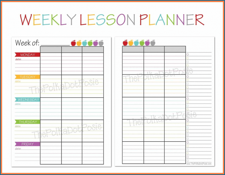 √ Free Printable Weekly Lesson Planner Template