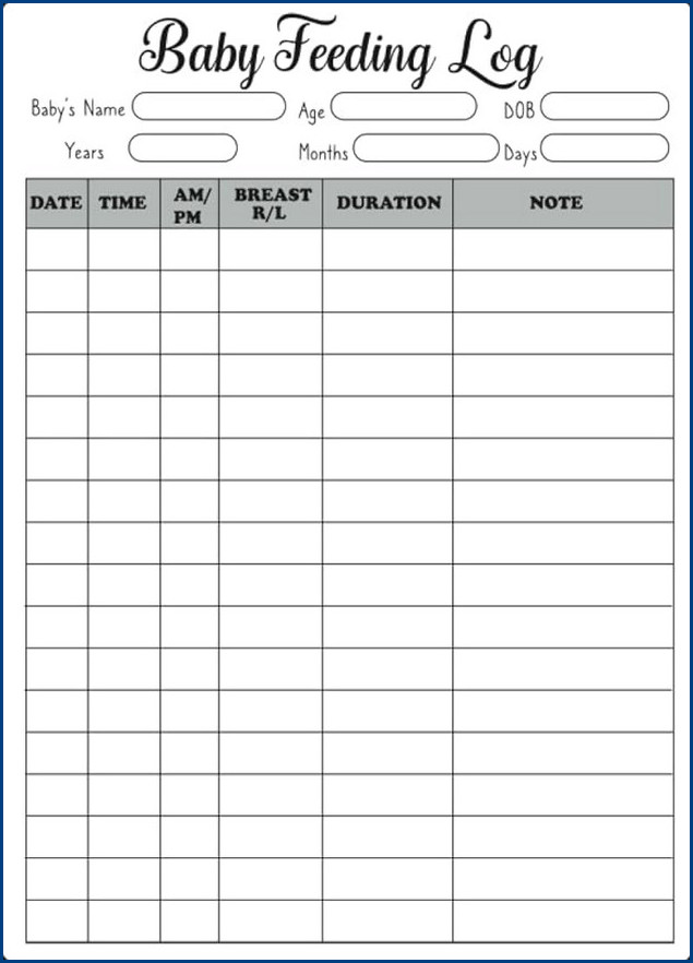 √ Infant Feeding Log Template (Ready To Use)