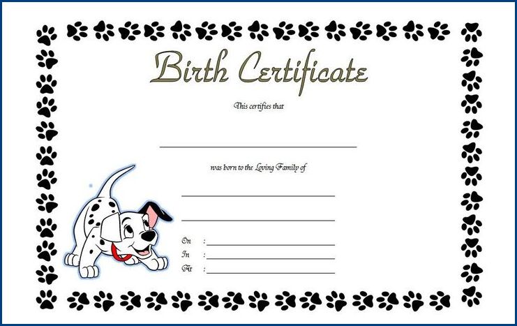 √ Dog Birth Certificate Template (Ready To Use)